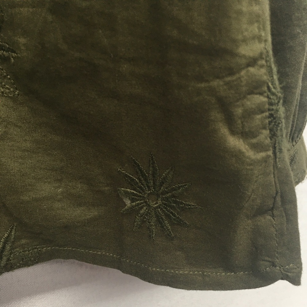 Madewell Olive Embroidered Bubble Sleeve Blouse S - Picture 8 of 10